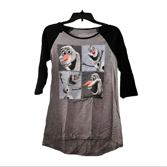 Disney Frozen Juniors Graphic Olaf Faces 3/4 Sleeve Raglan T-Shirt - Picture 5 of 6